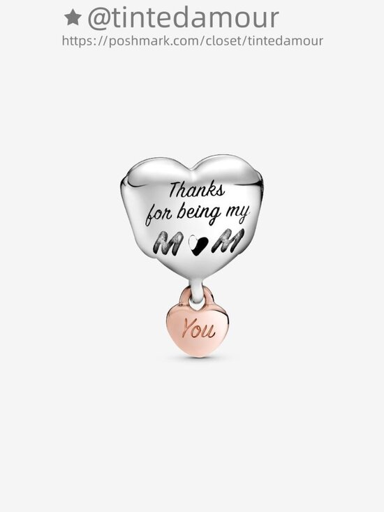 Pandora Love You Mom Heart Charm|Pendant|Two-tone - Picture 1 of 6